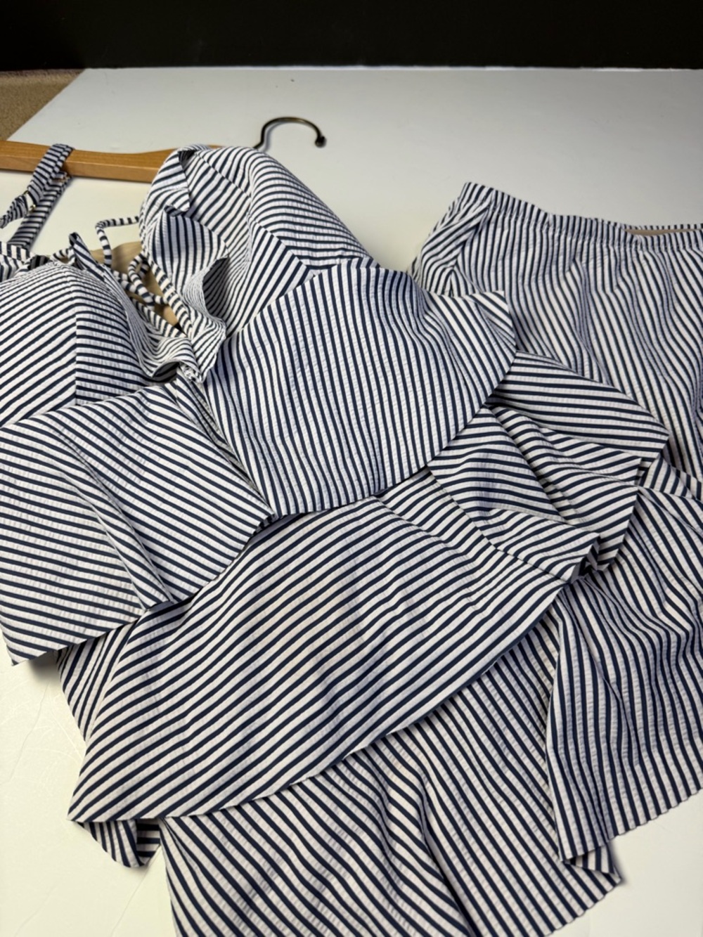 Swim by Cacique Striped Navy & White Two-Piece Skirt Set - Picture 4 of 14